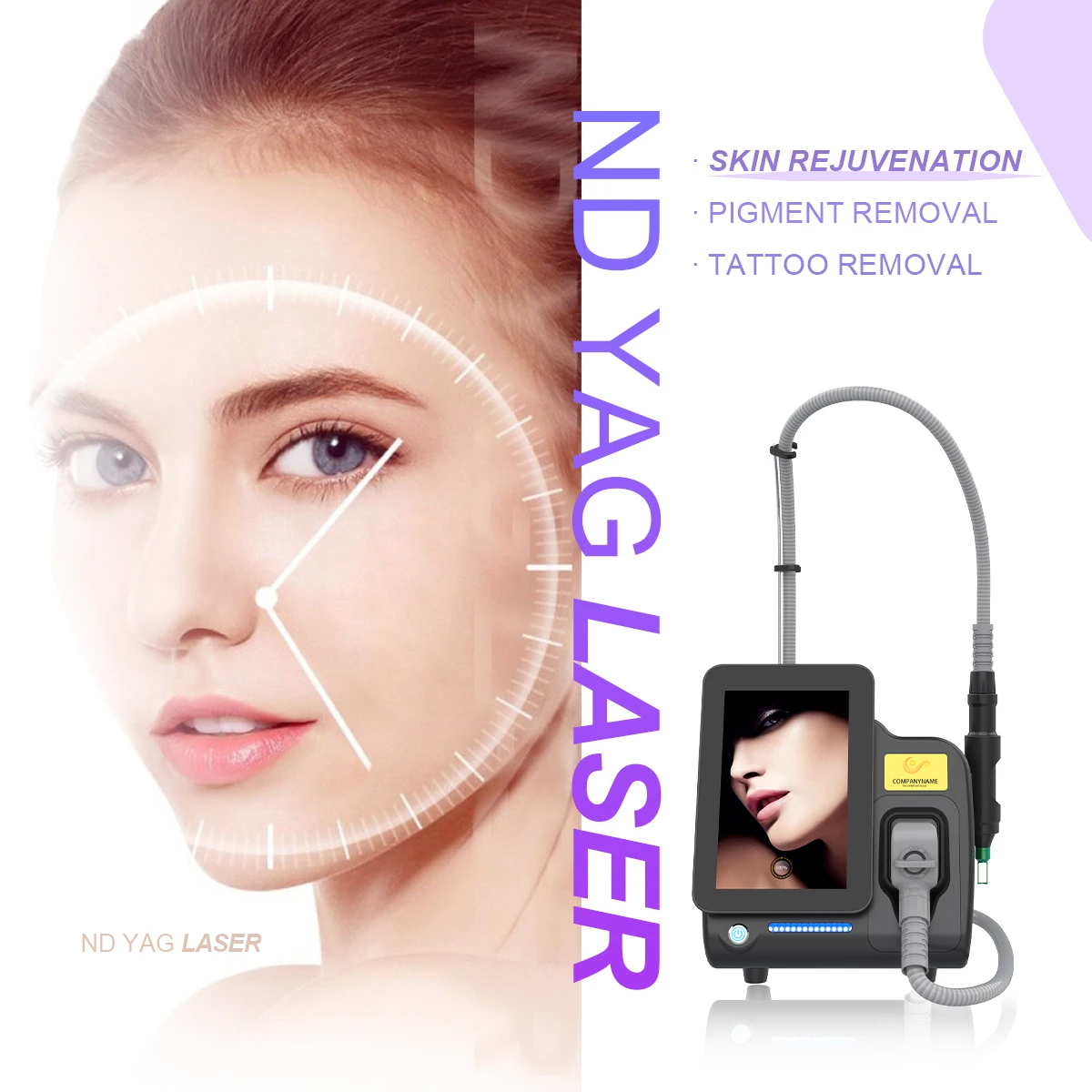 Portable Q Switched ND YAG Laser Tattoo Removal Machine